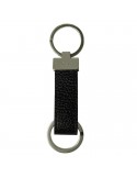 Pineider Keyring-Leather-Black Tumbled-Double Ring-P737SS18531056