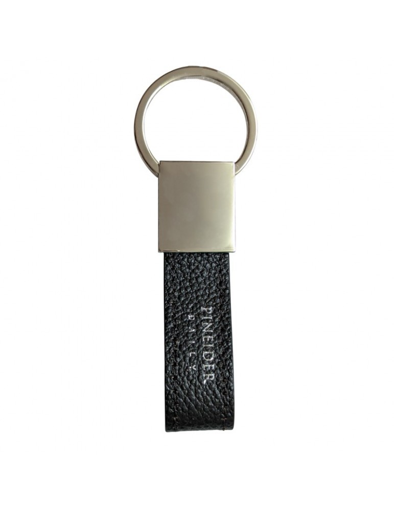 Pineider Keyring - Black Calfskin - Tumbled - PTS716056