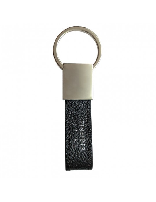 Pineider Keyring - Black Calfskin - Tumbled - PTS716056