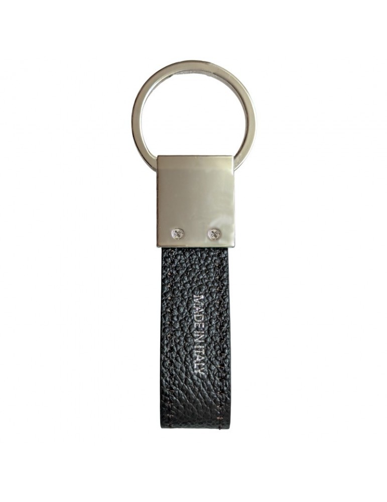 Pineider Keyring - Black Calfskin - Tumbled - PTS716056
