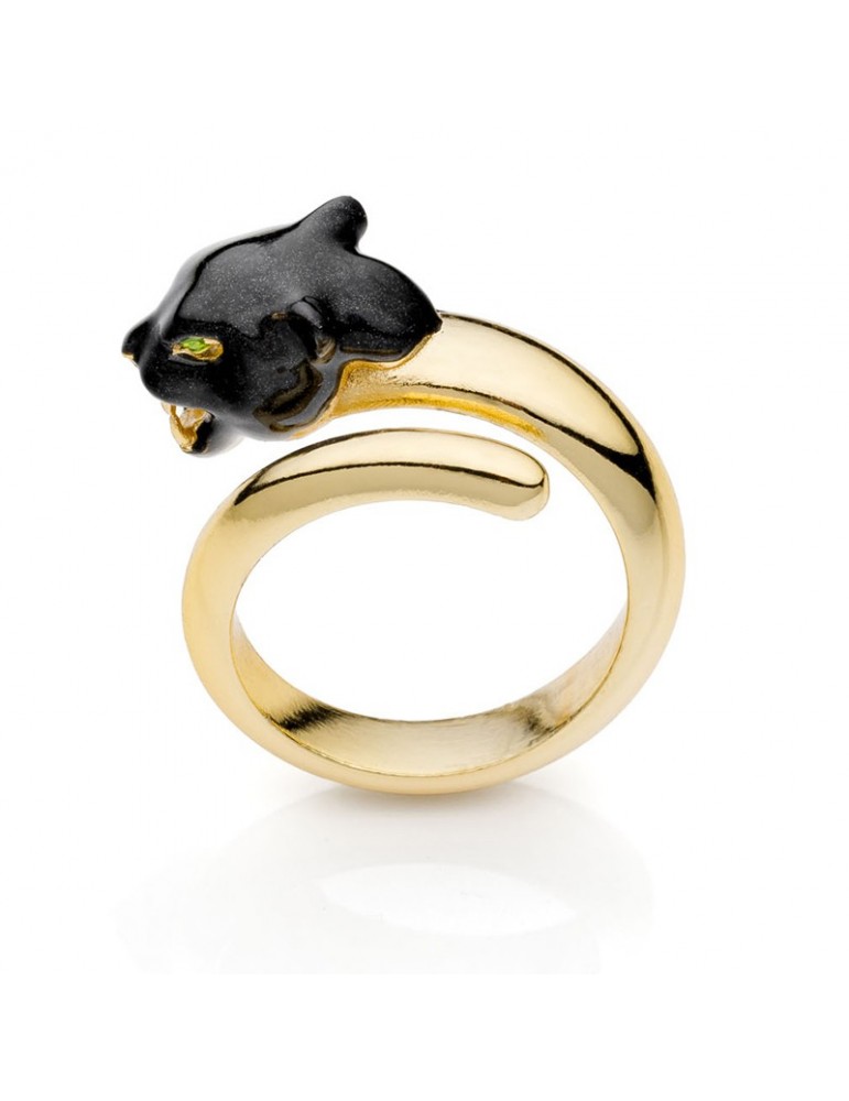 Unoaerre Ring - Gold - Enamelled Panther Head - 8EXA0030G-1AR