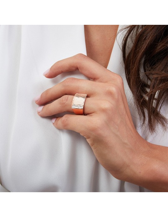 Anello Unoaerre - Bronzo Rosato - Superficie Diamantata - EXA066R