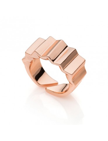 Unoaerre Ring - Pyramids - Rose Bronze - Zig Zag relief - EXA07R