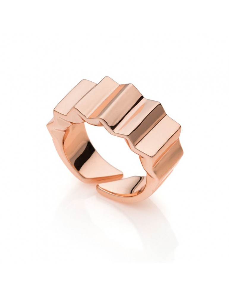Anello Unoaerre - Piramidi - Bronzo Rosato - rilievo a Zig Zag -EXA07R