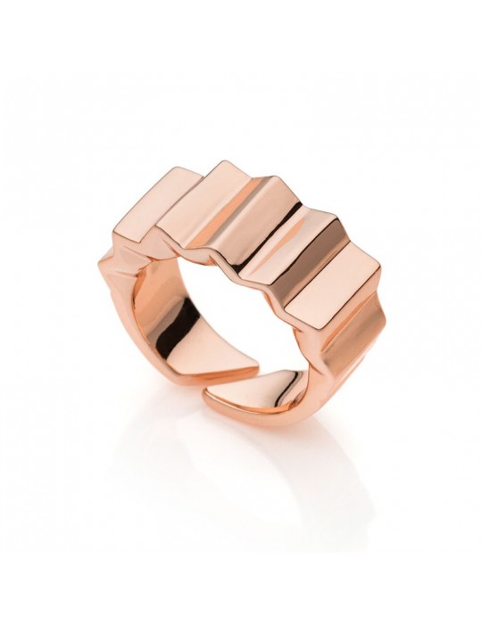 Unoaerre Ring - Pyramids - Rose Bronze - Zig Zag relief - EXA07R
