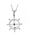 Zancan Necklace-18kt White Gold-Rudder-White Diamonds 0.09 Ct-UC087B