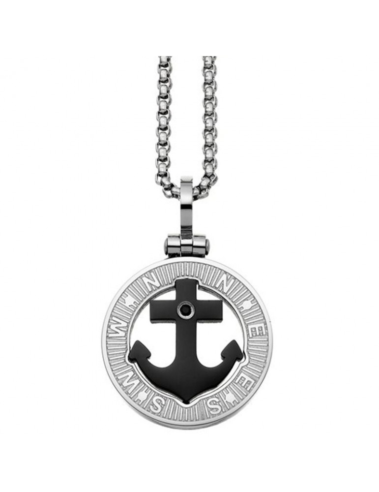Zancan Necklace - 316L Steel - Black Anchor - UHC015