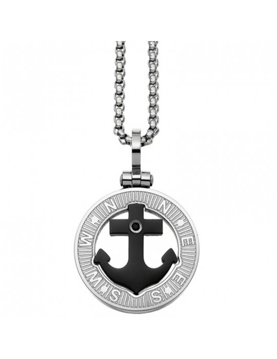 Collana Zancan - Acciaio 316L - Ancora Nera - UHC015 Collana Zancan - Acciaio 316L - Ancora Nera - UHC015