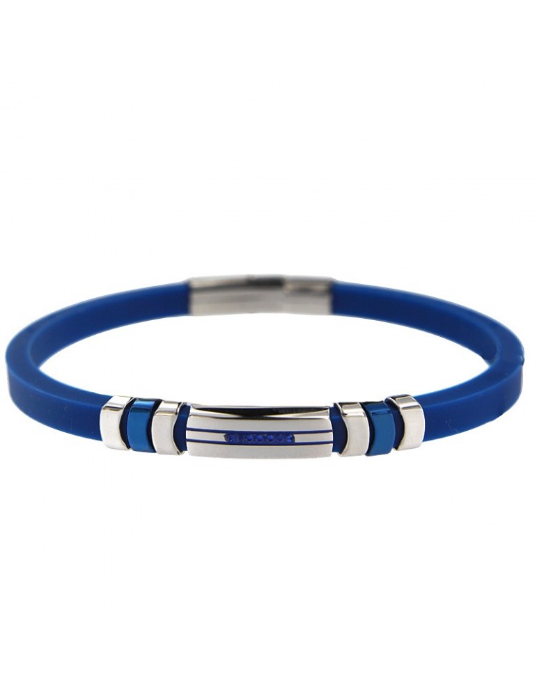 Zancan Bracelet - Blue Silicone - 316L Steel - Blue Crystals -EHB432