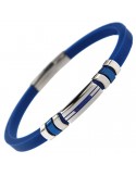 Bracciale Zancan - Silicone Blu - Acciaio 316L - Cristalli Blu -EHB432