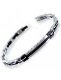 Bracciale Zancan-in Acciaio 316L-Fila Centrale di Spinelli Neri-UHB068