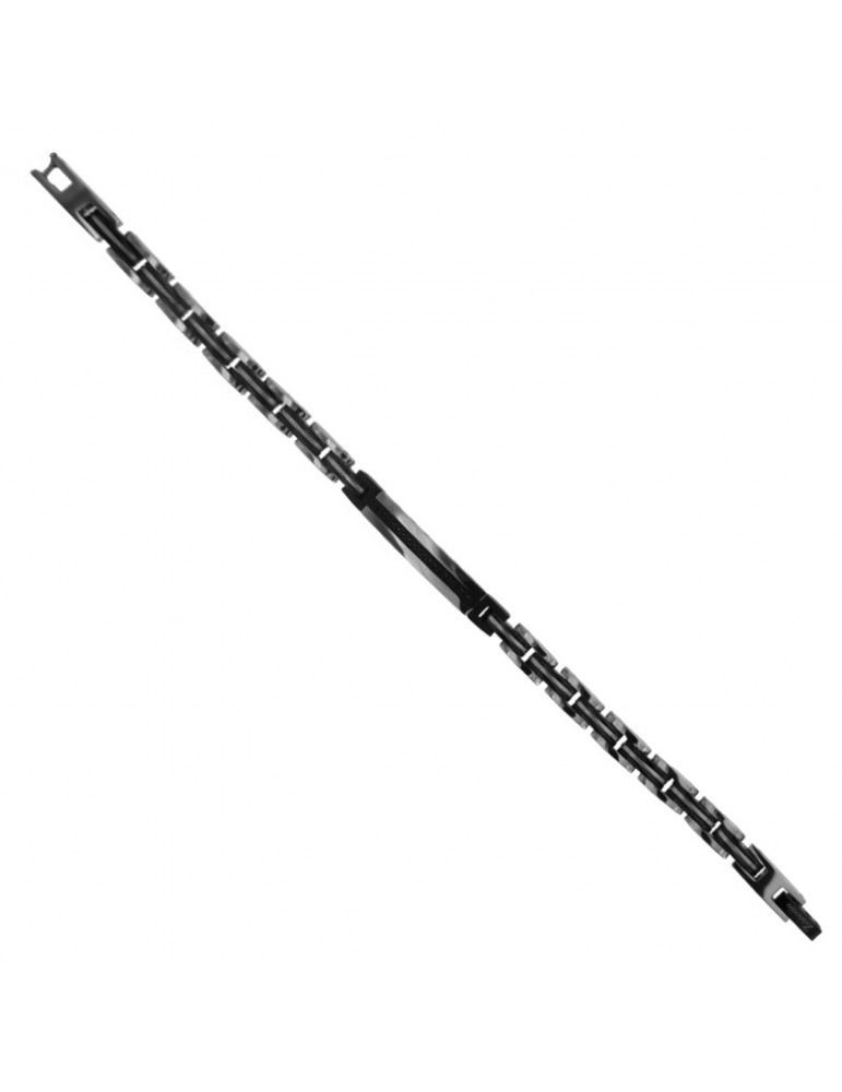 Zancan Bracelet - in 316L Steel - Central Row of Black Spinels - UHB068