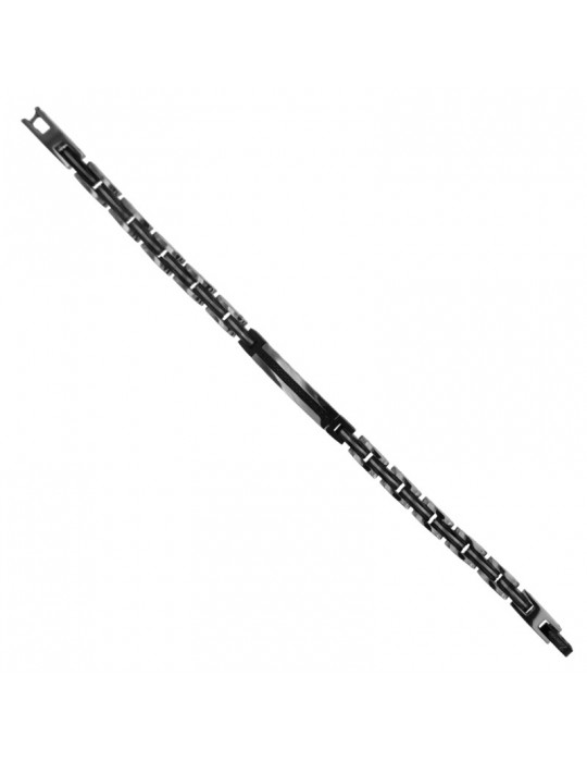Zancan Bracelet - in 316L Steel - Central Row of Black Spinels - UHB068