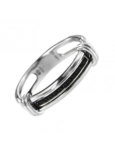 Zancan Ring - 925% Silver - Black Spinels - Size 24 - ESA088NE-24