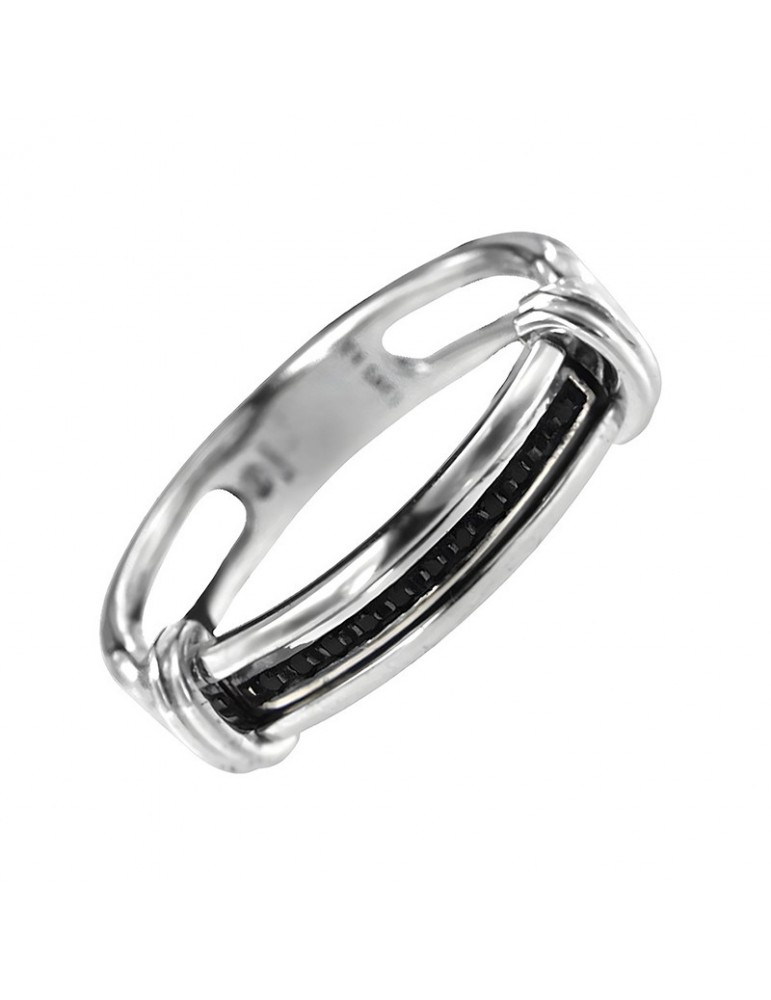 Zancan Ring - 925% Silver - Black Spinels - Size 24 - ESA088NE-24