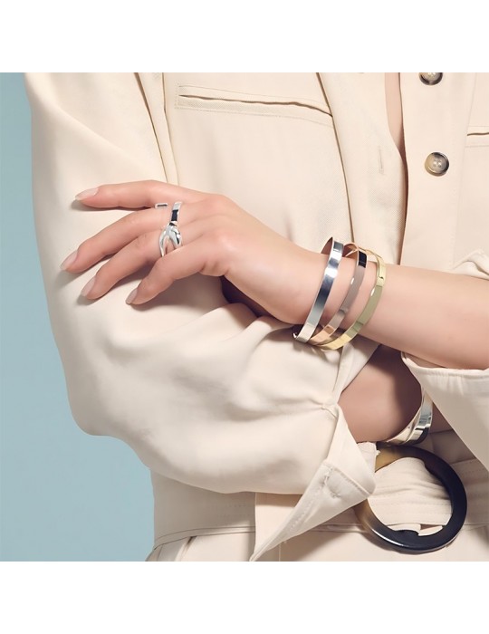 Bracciale Unoaerre-Lux-Bronzo Argentato-Rigido-Tubo Piatto-17EXB001B