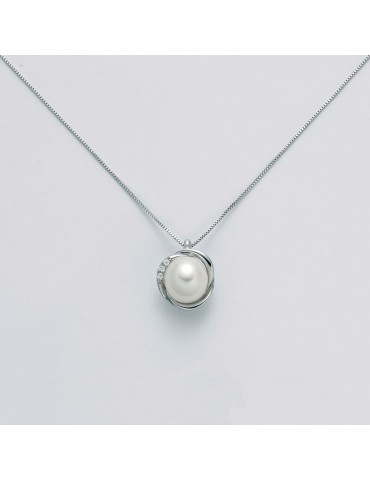 Miluna Necklace with Pearl and Diamonds for Woman - 0