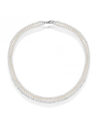 Collana Lelune - Young - Perle Coltivate d'acqua Dolce a due Fili e Chiusura a Moschettone - LLNK250