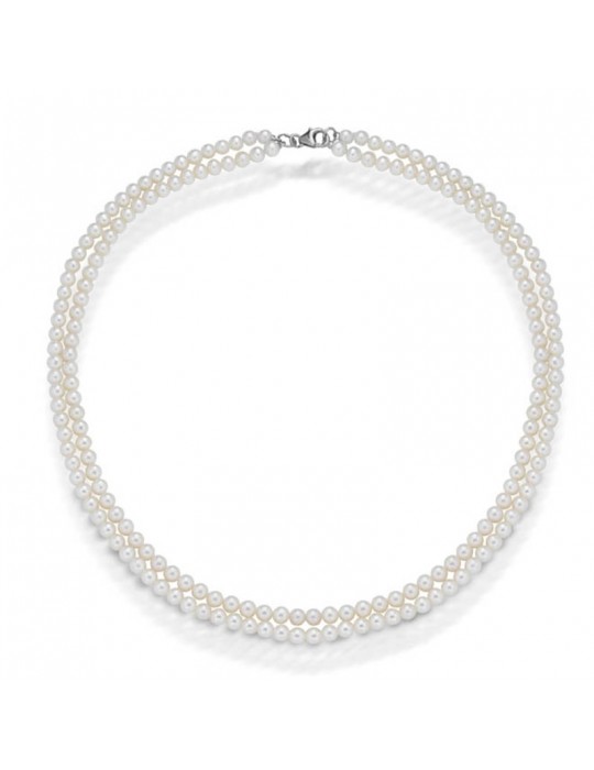 Collana Lelune - Young - Perle Coltivate d'acqua Dolce a due Fili e Chiusura a Moschettone - LLNK250 Collana Lelune - Young - Perle Coltivate d'acqua Dolce a due Fili e Chiusura a Moschettone - LLNK250