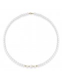 Collana Lelune - Young con Perle Coltivate 5.5-6 mm e Sfere in Oro Giallo 18 Carati Puntinato - LLNK2933