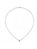 Collana Lelune - Ninfea Filo di Perle 4-4.5 mm Pendente a Goccia in Smeraldo - LLNKSM14008