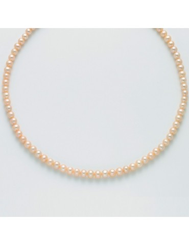 Collana Miluna - Girocollo - Perle color Pesca  - Oro Bianco -PCL5753