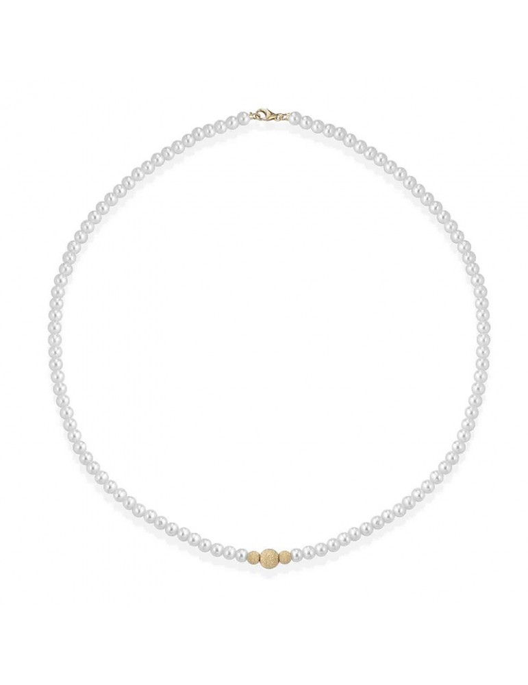Lelune Necklace - Young with 4.5-5 mm Cultured Pearls and 18K Yellow Gold Dotted Spheres - 0