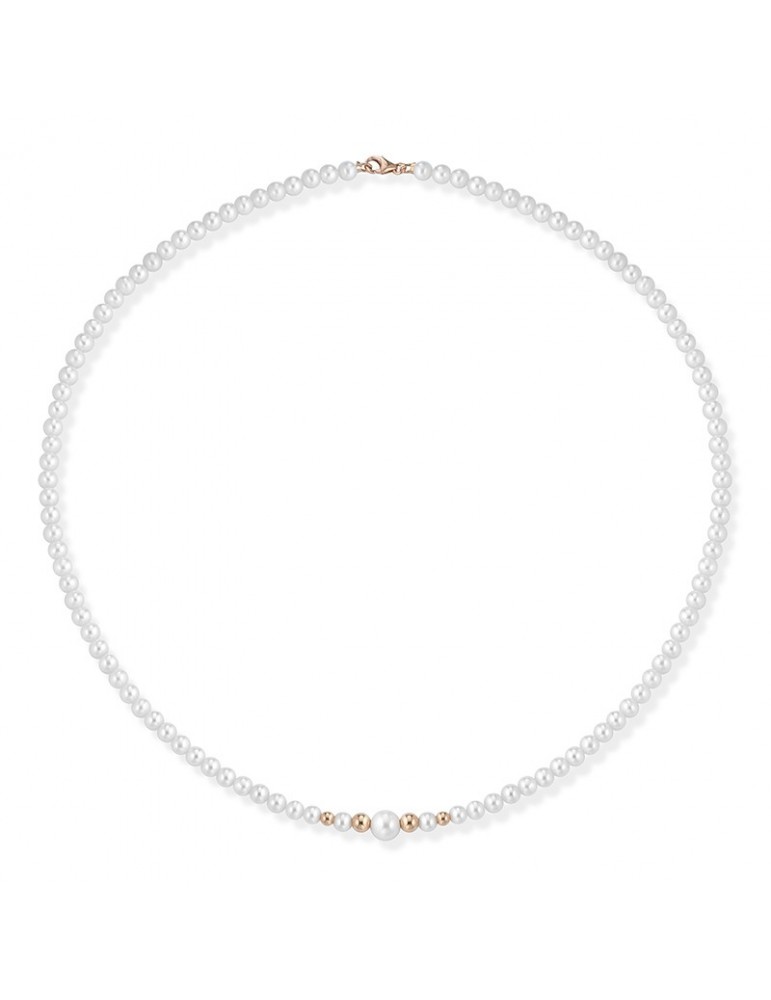 Collana Lelune - Young con Perle Coltivate 4.5-5 mm e Sfere in Oro Rosa 18 Carati - LLNK2924