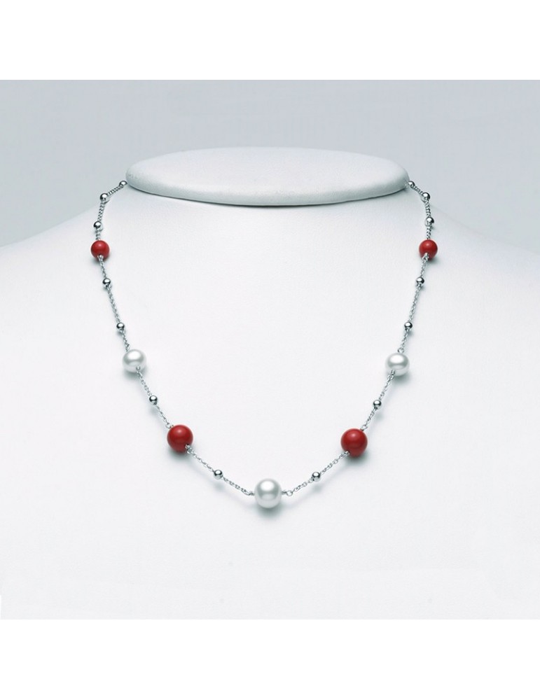 Collana Perle Miluna Collana Corallo Rosso Miluna Orecchini Miluna