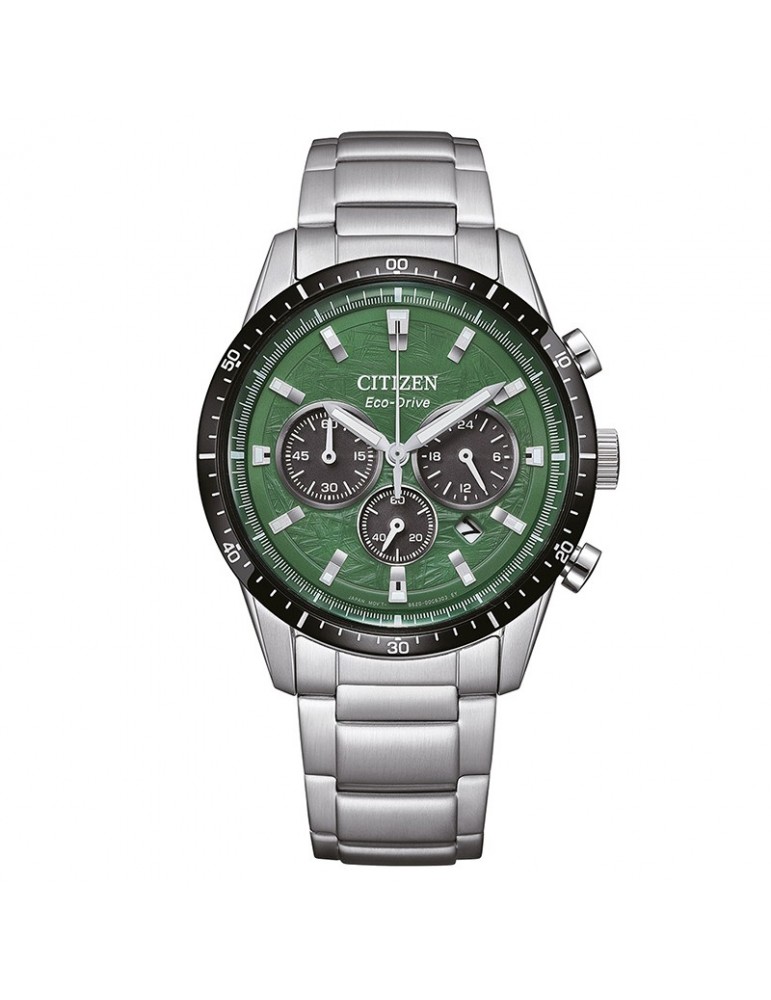 Orologio Citizen Eco-Drive - Cronografo - Silver -39mm-Verde-CA462456X