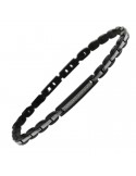 Zancan Bracelet-in 316L Steel-Black Links-White Crystals-UHB077