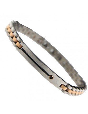 Zancan Bracelet - Rose Gold Links - Black Zircon - EHB130R 2