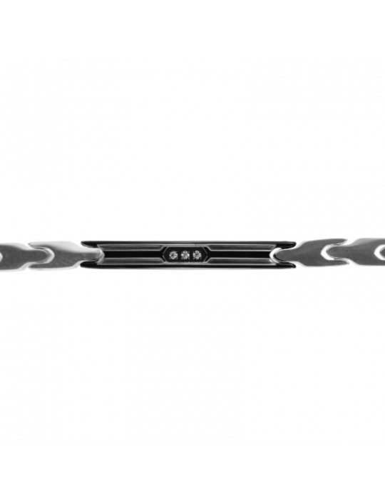 Bracciale Zancan - Targa Silver e Nera - Zirconi Bianchi - UHB123