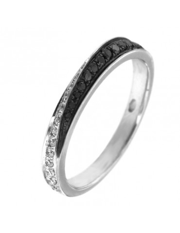 Anello Chimento Donna - in Oro Bianco con Diamanti Naturali - 0