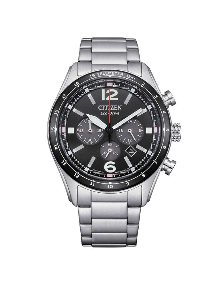Citizen Eco-Drive Watch - Chronograph - Silver - 43mm-Black-CA465455E