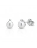 Orecchini Coscia - Basic con Perle Akoya 9 - 9,5 mm e Diamanti Bianchi 0,10 Ct - LBEAAK195
