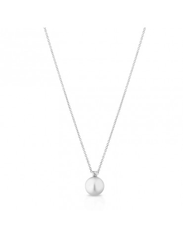 Coscia Necklace - with 7-7.5mm Akoya Pearl Pendant and Natural Diamond - 0