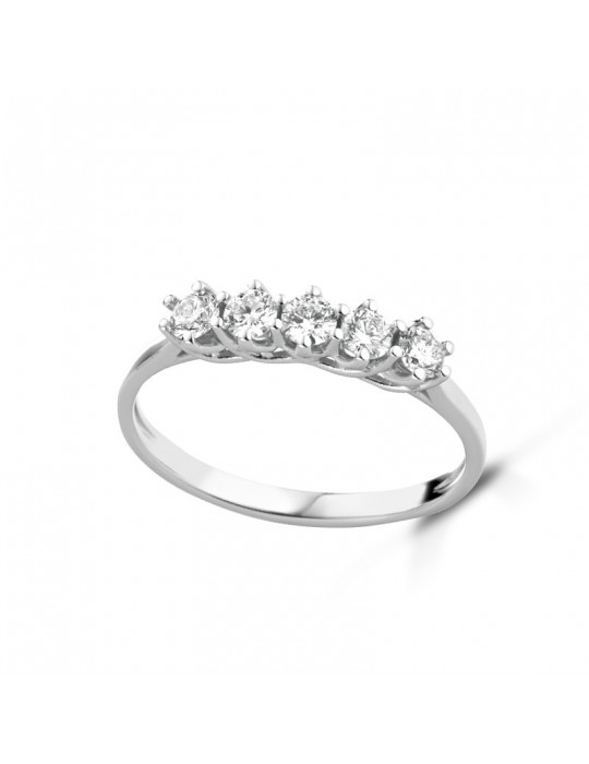 Lelune Diamonds Ring - 18K White Gold Riviere Band with 0.40ct Natural Diamonds - 0