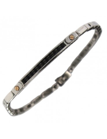 Bracciale Zancan - Fila di Spinelli Neri - Viti in Oro Rosa - ESB346R