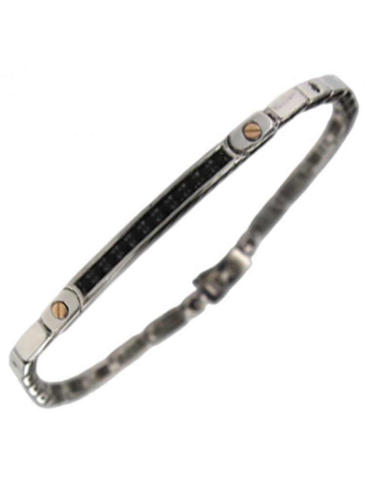 Bracciale Zancan - Fila di Spinelli Neri - Viti in Oro Rosa - ESB346R