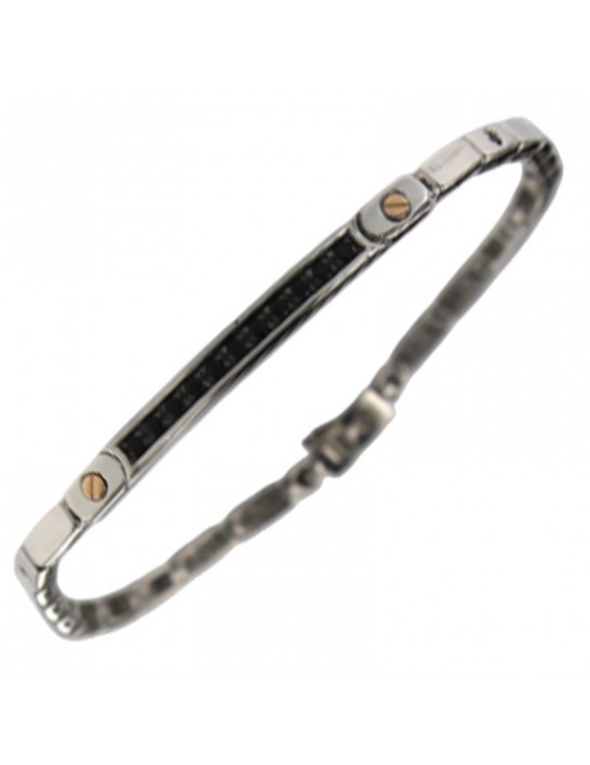 Bracciale Zancan - Fila di Spinelli Neri - Viti in Oro Rosa - ESB346R