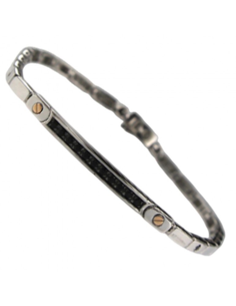 Zancan bracelet - row of black spinelli - rose gold screws - ESB346r