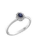 Davite&Delucchi Ring - 18K White Gold Rosette with Natural Diamonds and 0.23ct Sapphire - 0