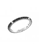Veretta Crieri Ring - Aeterna in 18K White Gold with 0.63 ct Black Diamonds and White Diamonds - Size 15 - 0