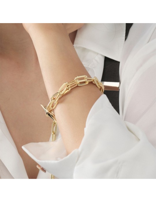 Unoaerre Bracelet-Golden Bronze-Double Wire-Forced Chain-EXB5245G