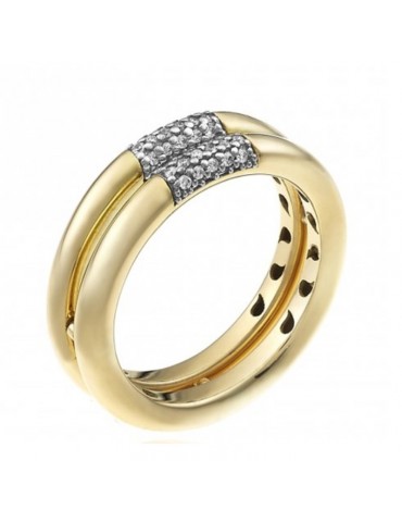 Chimento Woman's RIng - Bamboo Pure Ring in Yellow Gold with Diamonds - 0