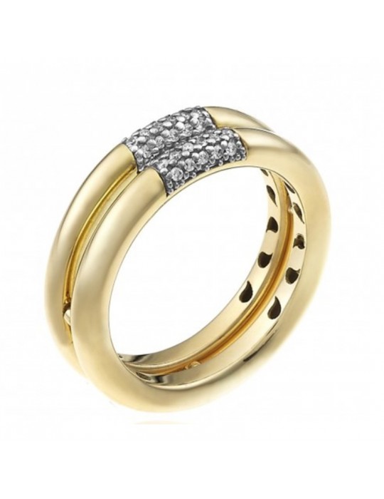 Anello Chimento Donna - Bamboo Pure in Oro Giallo con Diamanti - 0