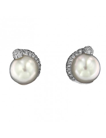 Orecchini Nimei - Oro Bianco - Perle Australia - Diamanti - PER1811A