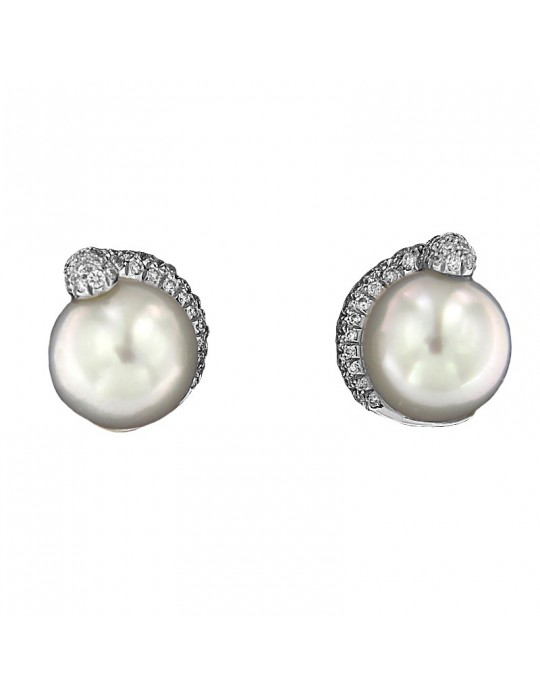 Nimei Women's Earrings with Australia Maxima Pearls and Diamonds - 0