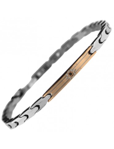 Bracciale Zancan - Targa Centrale Pvd Rose Gold -Cristallo Nero-UHB126